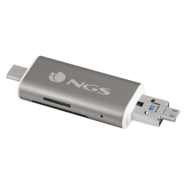 NGS - ALLYREADER lector de tarjeta USB/Micro-USB Gris, Blanco