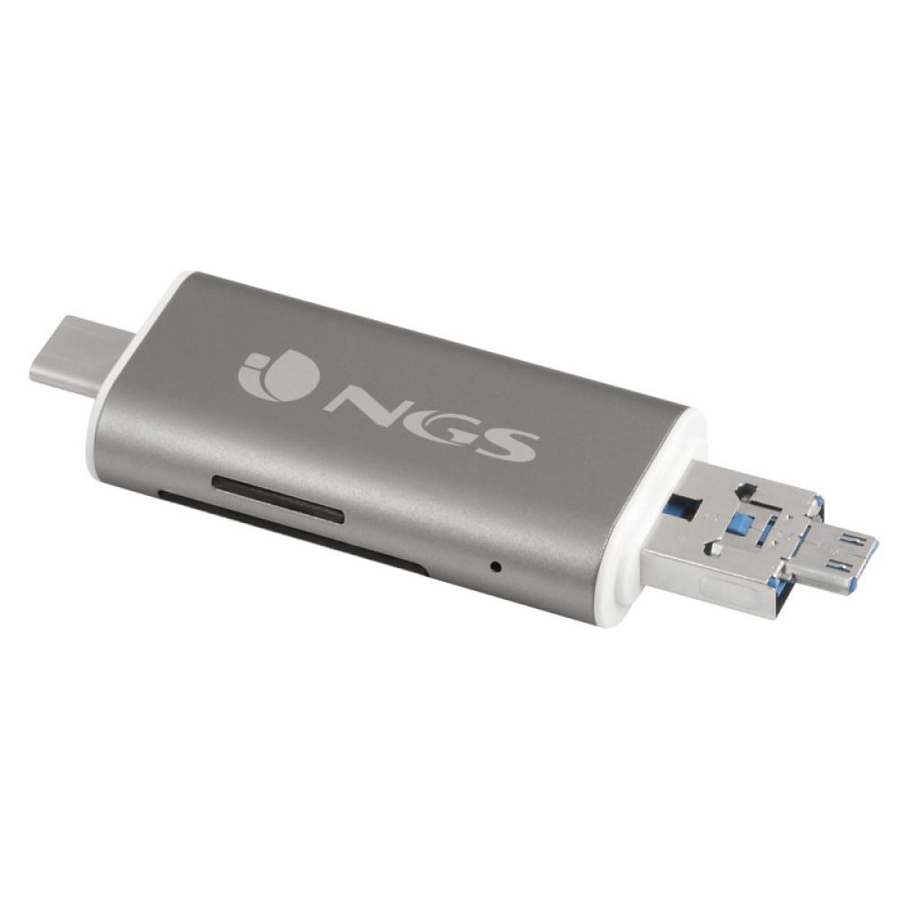 NGS - ALLYREADER lector de tarjeta USB/Micro-USB Gris, Blanco