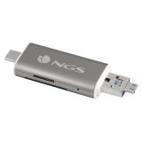 NGS - ALLYREADER lector de tarjeta USB/Micro-USB Gris, Blanco