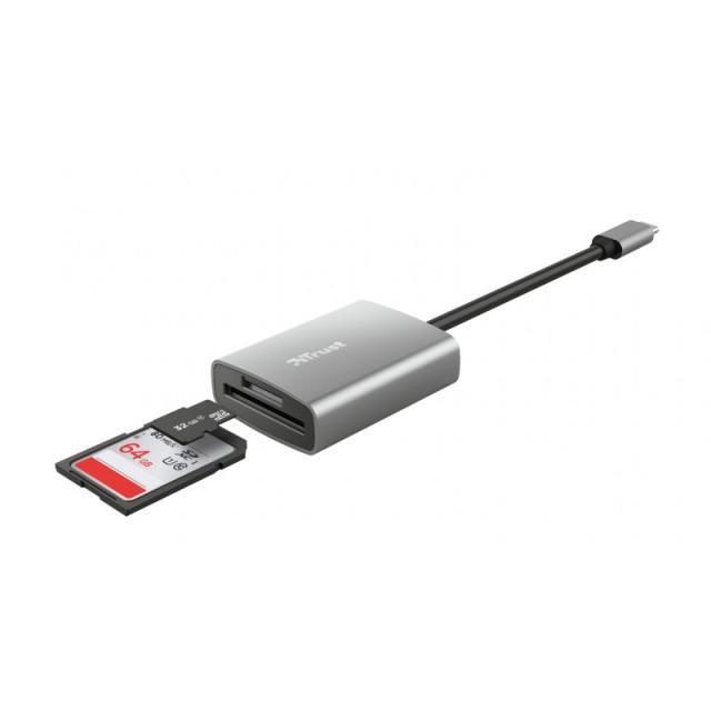 Trust - 24136 lector de tarjeta USB 3.2 Gen 1 (3.1 Gen 1) Type-C Aluminio
