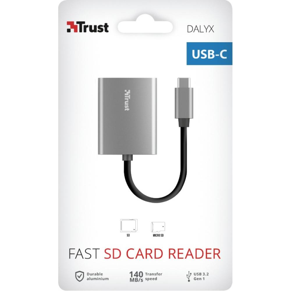 Trust - 24136 lector de tarjeta USB 3.2 Gen 1 (3.1 Gen 1) Type-C Aluminio