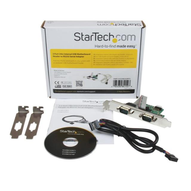 StarTech.com - Adaptador Bracket de Placa Base Interna USB a 2 Puertos Serie - DB9 RS232
