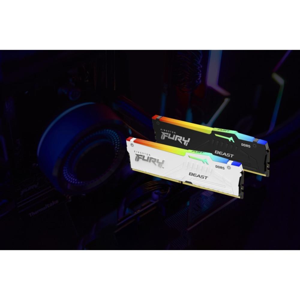 Kingston Technology - FURY Beast 16GB 6000MT/s DDR5 CL30 DIMM White RGB EXPO