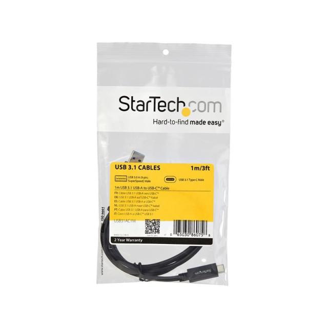 StarTech.com - Cable de Carga y Sincronización USB-A a USB-C de 1m - Cable USB de 10Gbps - Cable de Datos USB-A a USB Tipo C - M