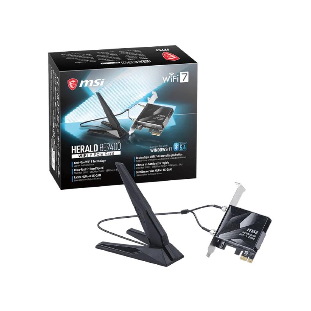 MSI - Herald BE9400 WiFi7 PCIe-Card Interno WLAN / Bluetooth 5764 Mbit/s
