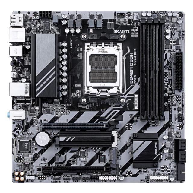 GIGABYTE - B840M DS3H Placa base - Procesadores AMD Ryzen 9000, VRM de 8+2+2 fases, hasta 8200 MHz DDR5, 2xPCIe 4.0 M.2, LAN 2.5