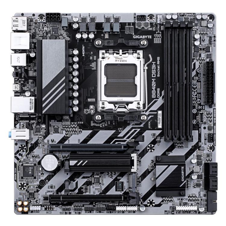 GIGABYTE - B840M DS3H Placa base - Procesadores AMD Ryzen 9000, VRM de 8+2+2 fases, hasta 8200 MHz DDR5, 2xPCIe 4.0 M.2, LAN 2.5