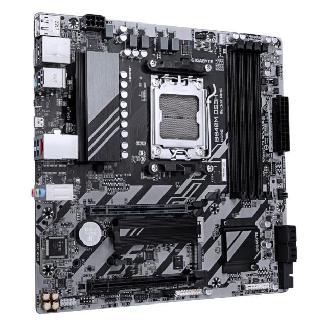 GIGABYTE - B840M DS3H Placa base - Procesadores AMD Ryzen 9000, VRM de 8+2+2 fases, hasta 8200 MHz DDR5, 2xPCIe 4.0 M.2, LAN 2.5