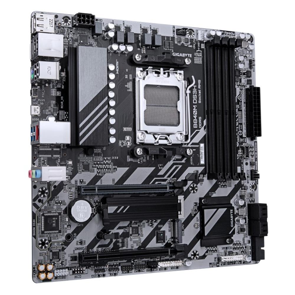 GIGABYTE - B840M DS3H Placa base - Procesadores AMD Ryzen 9000, VRM de 8+2+2 fases, hasta 8200 MHz DDR5, 2xPCIe 4.0 M.2, LAN 2.5