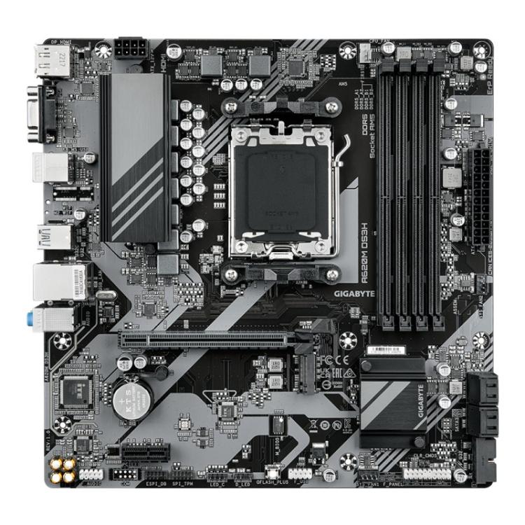 GIGABYTE - A620M DS3H Placa base - Soporta CPUs AMD Ryzen 8000, VRM digital de 5+2+2 fases, hasta 7600MHz DDR5 (OC), 1xPCIe 4.0