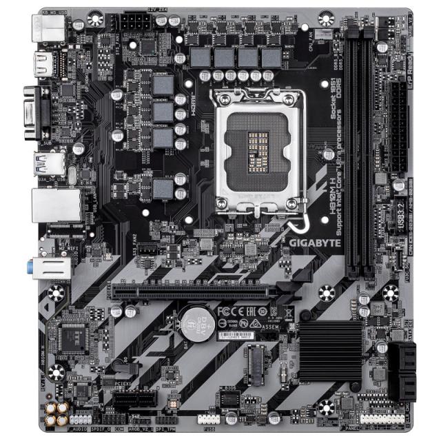 GIGABYTE - H810M H Placa base - Procesadores Intel Core Ultra (Serie 2), VRM de 4+1+2 fases, hasta 6400 MHz DDR5, 1xPCIe 4.0 M.2