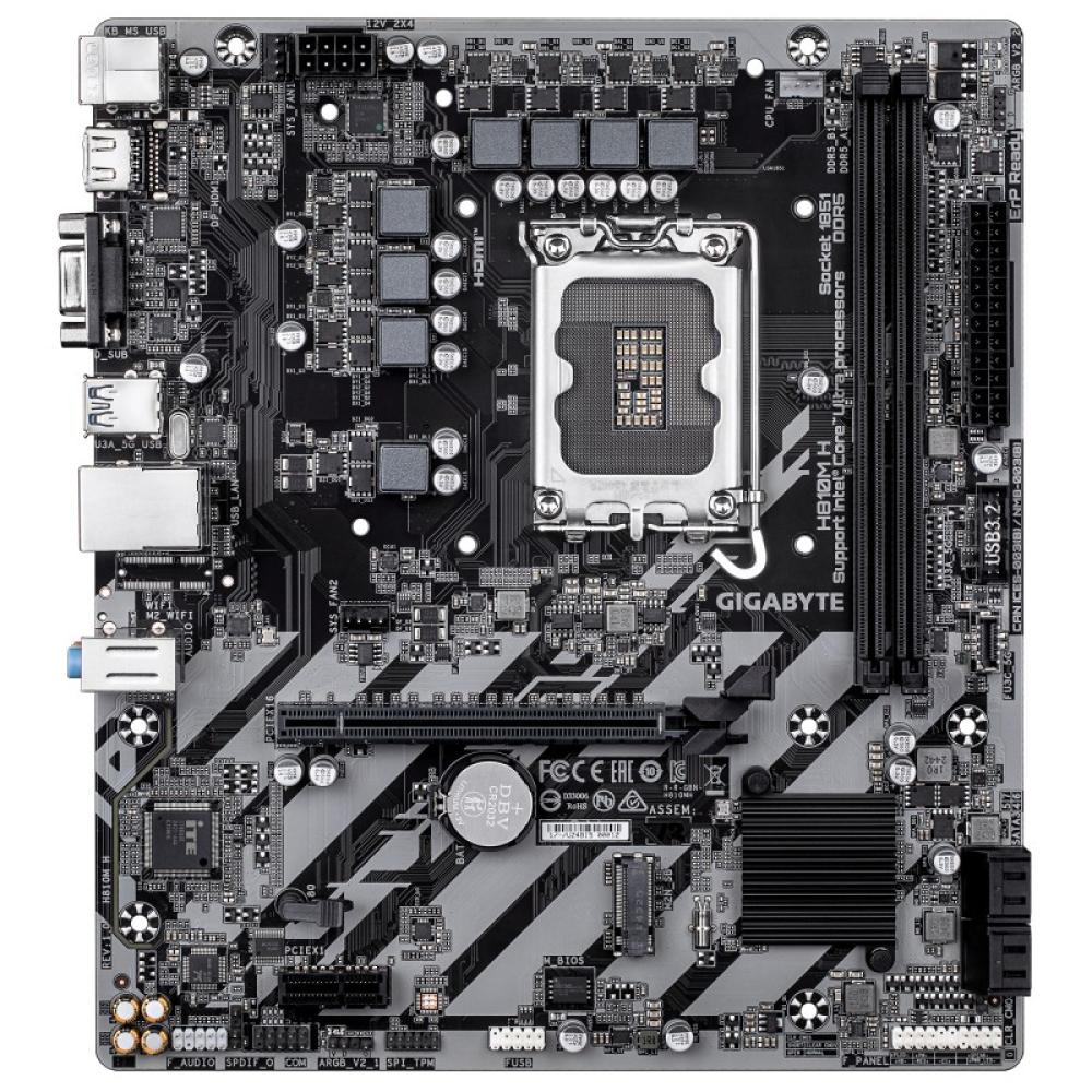 GIGABYTE - H810M H Placa base - Procesadores Intel Core Ultra (Serie 2), VRM de 4+1+2 fases, hasta 6400 MHz DDR5, 1xPCIe 4.0 M.2
