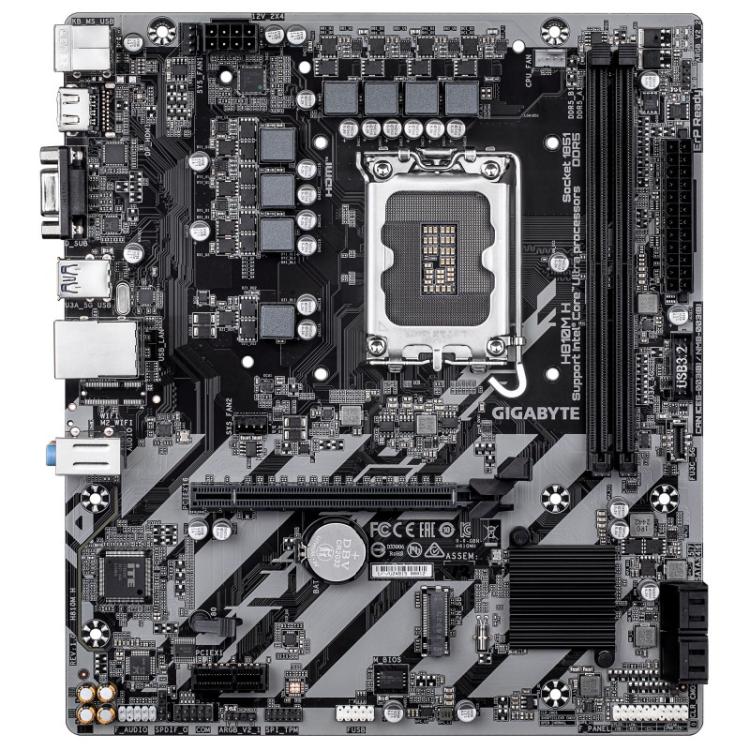 GIGABYTE - H810M H Placa base - Procesadores Intel Core Ultra (Serie 2), VRM de 4+1+2 fases, hasta 6400 MHz DDR5, 1xPCIe 4.0 M.2