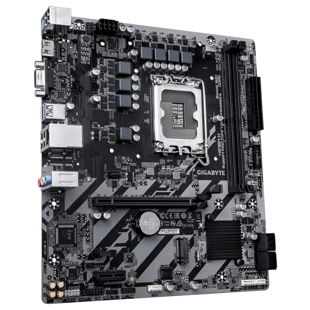 GIGABYTE - H810M H Placa base - Procesadores Intel Core Ultra (Serie 2), VRM de 4+1+2 fases, hasta 6400 MHz DDR5, 1xPCIe 4.0 M.2