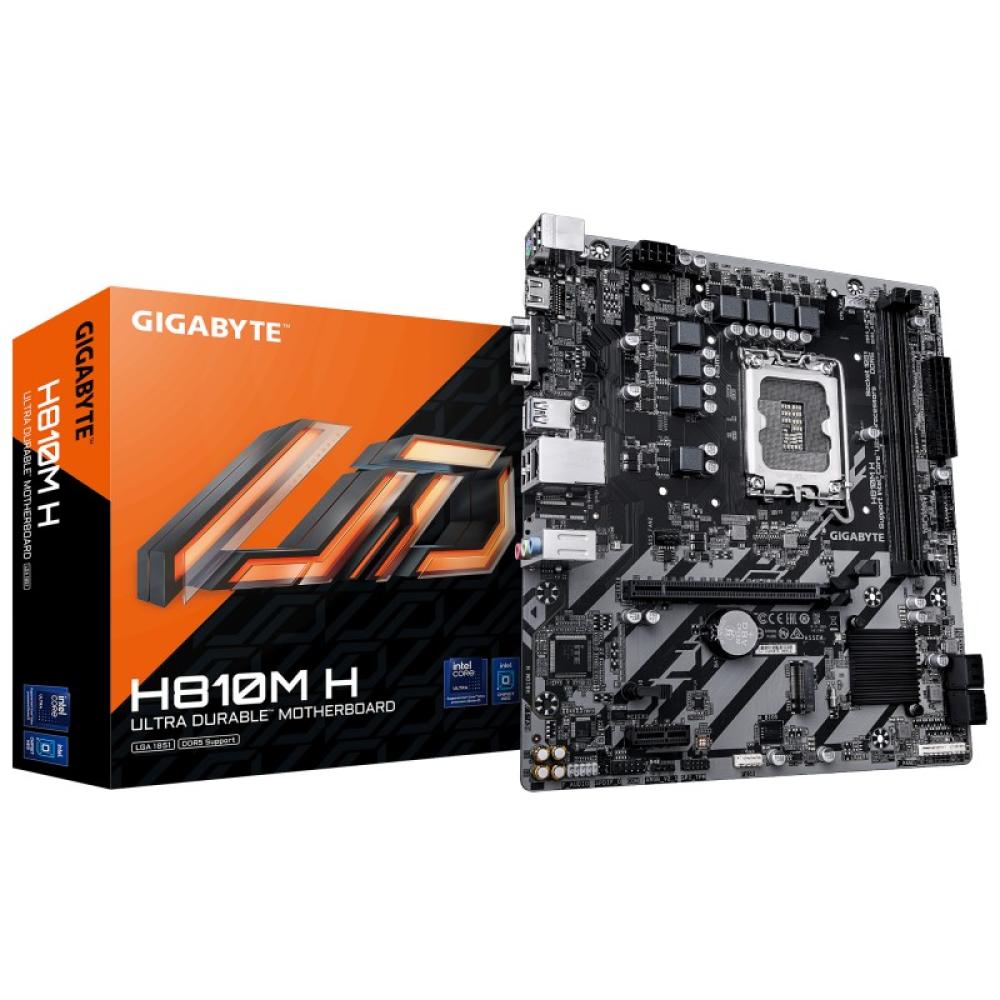 GIGABYTE - H810M H Placa base - Procesadores Intel Core Ultra (Serie 2), VRM de 4+1+2 fases, hasta 6400 MHz DDR5, 1xPCIe 4.0 M.2