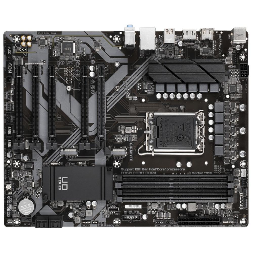 GIGABYTE - B760 DS3H DDR4 Placa base - Soporta CPUs Intel Core de 14ª generación, VRM digital de 18+2+1 fases, hasta 5333MHz DDR
