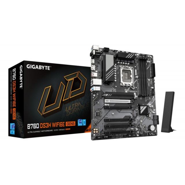 GIGABYTE - B760 DS3H WIFI6E GEN5 Placa Base – Compatible con procesadores Intel Core 14ª generación, VRM digital de 8+2+1 fases,