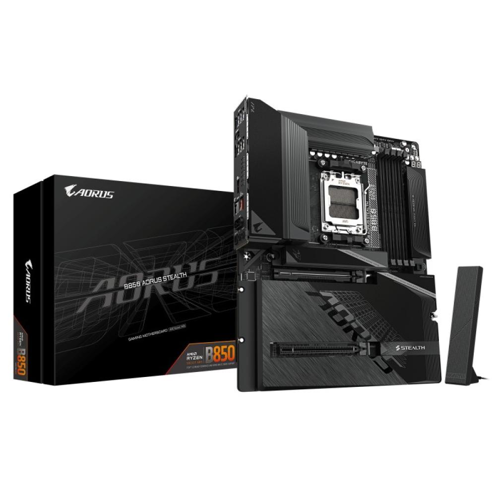 GIGABYTE - B850 AORUS STEALTH Placa Base – CPUs AMD Ryzen Serie 9000, VRM digital de 14+2+2 fases, hasta 8200 MHz DDR5 (O.C.), 2