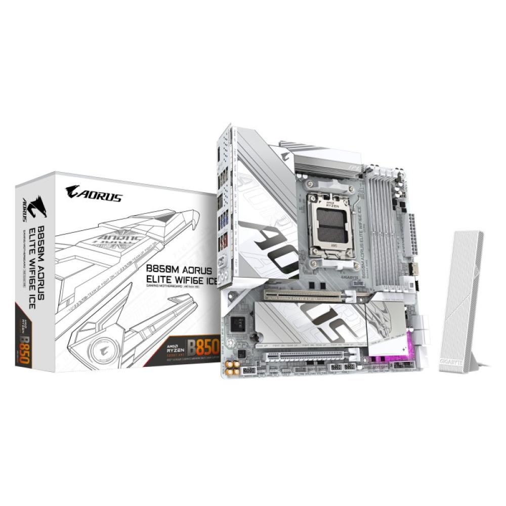 GIGABYTE - B850M AORUS ELITE WIFI6E ICE Placa Base - Procesadores AMD Ryzen Serie 9000, 12+2+1 fases VRM digitales, hasta 8200MH
