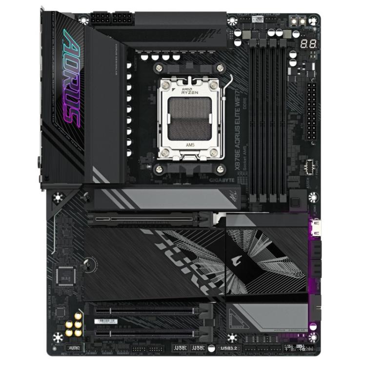 GIGABYTE - X870E AORUS ELITE WIFI7 Placa Base - Compatible con CPUs AMD Ryzen 9000, 16+2+2 fases VRM digitales, hasta 8000Hz DDR