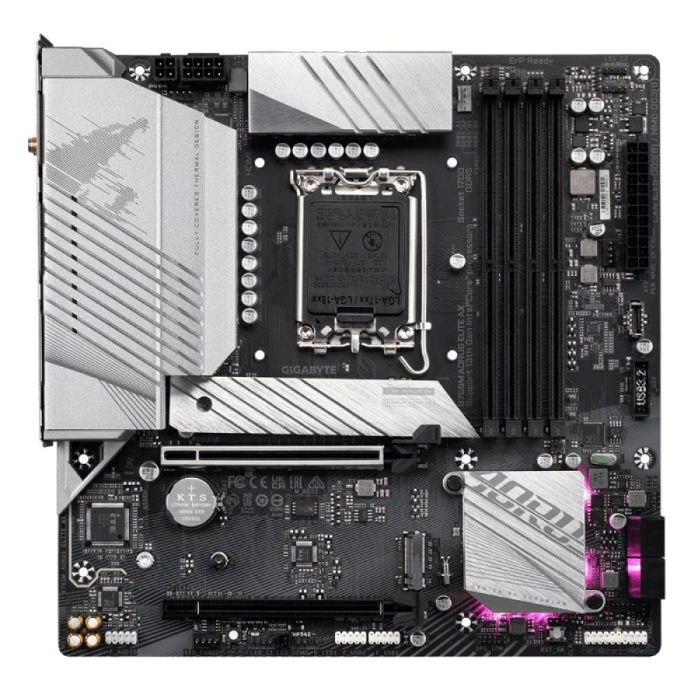 GIGABYTE - B760M AORUS ELITE AX Placa Base - Compatible con procesadores Intel Core de 14ª generación, VRM digital de 12*+1+1 fa