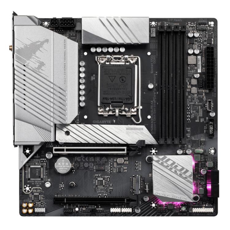 GIGABYTE - B760M AORUS ELITE AX Placa Base - Compatible con procesadores Intel Core de 14ª generación, VRM digital de 12*+1+1 fa