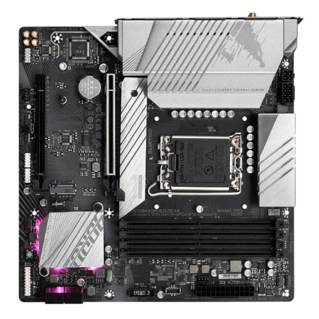 GIGABYTE - B760M AORUS ELITE AX Placa Base - Compatible con procesadores Intel Core de 14ª generación, VRM digital de 12*+1+1 fa
