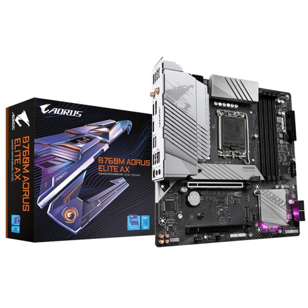 GIGABYTE - B760M AORUS ELITE AX Placa Base - Compatible con procesadores Intel Core de 14ª generación, VRM digital de 12*+1+1 fa