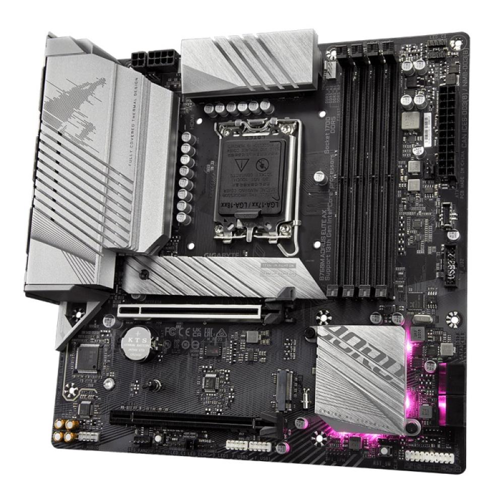 GIGABYTE - B760M AORUS ELITE AX Placa Base - Compatible con procesadores Intel Core de 14ª generación, VRM digital de 12*+1+1 fa