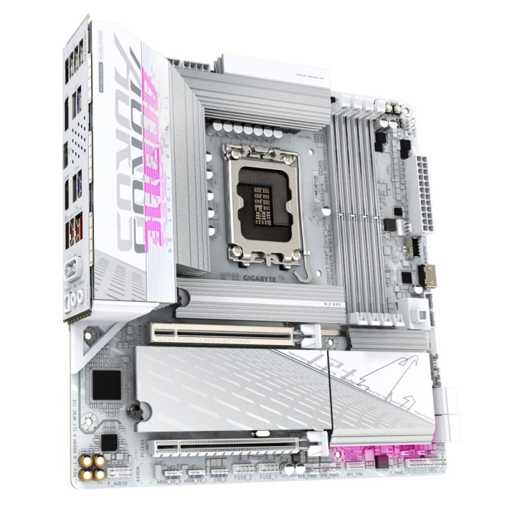 GIGABYTE - B860M AORUS ELITE WF6E ICE Placa base - CPUs Intel Core Ultra, VRM de 12+1+2+1 fases, hasta 9200MHz DDR5, 1xPCIe 5.0