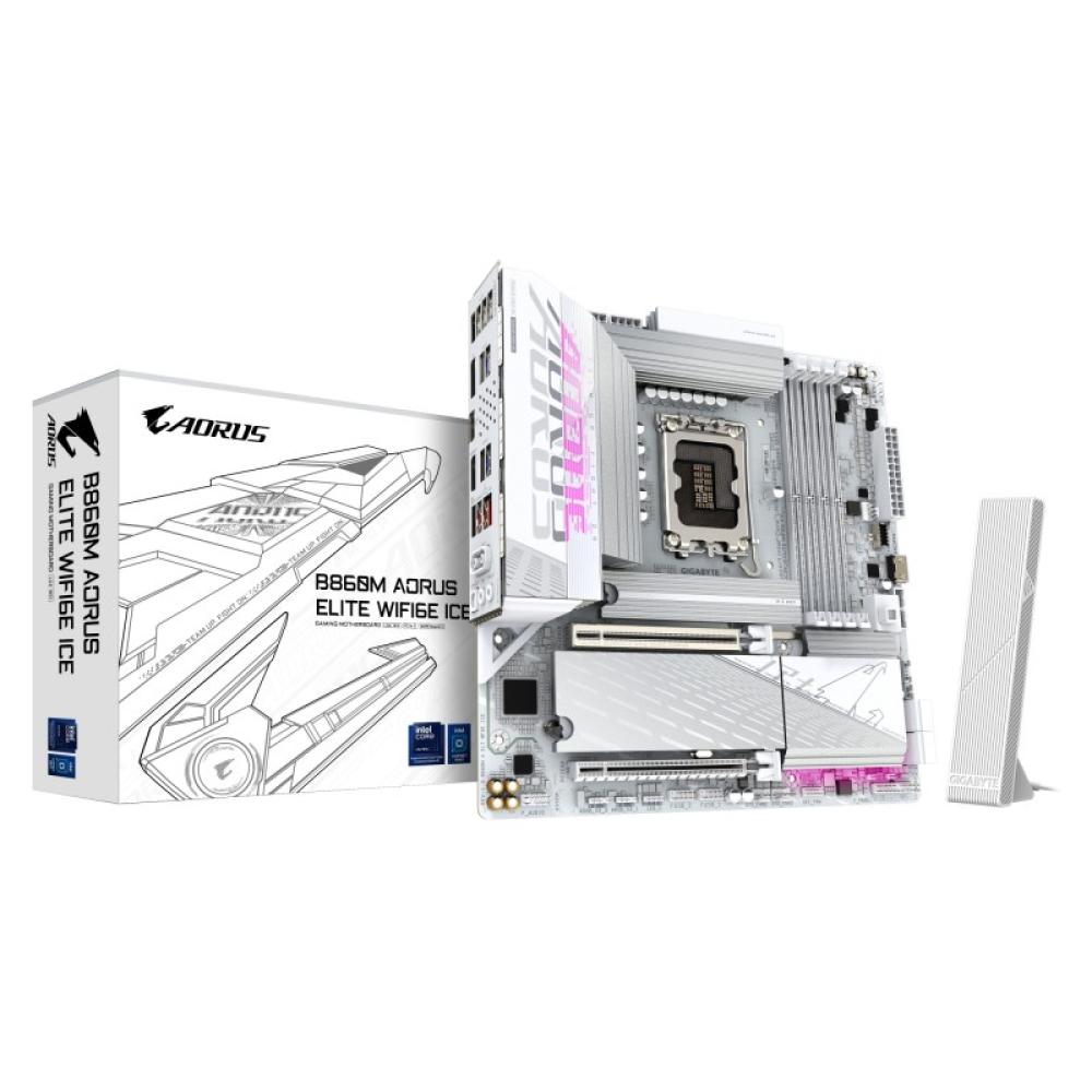 GIGABYTE - B860M AORUS ELITE WF6E ICE Placa base - CPUs Intel Core Ultra, VRM de 12+1+2+1 fases, hasta 9200MHz DDR5, 1xPCIe 5.0
