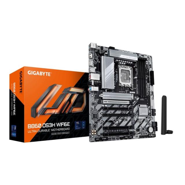 GIGABYTE - B860 DS3H WIFI6E Placa base - CPUs Intel Core Ultra, VRM de 8+1+2+2 fases, hasta 9066MHz DDR5, 1xPCIe 5.0 + 1xPCIe 4.