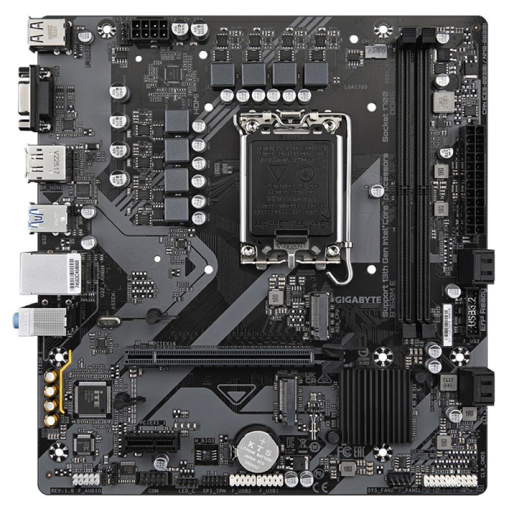 GIGABYTE - B760M E Placa base - Compatible con procesadores Intel Core 14ª generación, VRM de 6+1+1 fases, hasta 7200 MHz DDR5 (