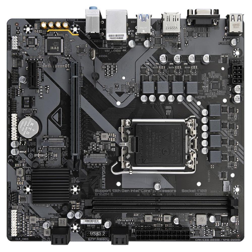 GIGABYTE - B760M E Placa base - Compatible con procesadores Intel Core 14ª generación, VRM de 6+1+1 fases, hasta 7200 MHz DDR5 (
