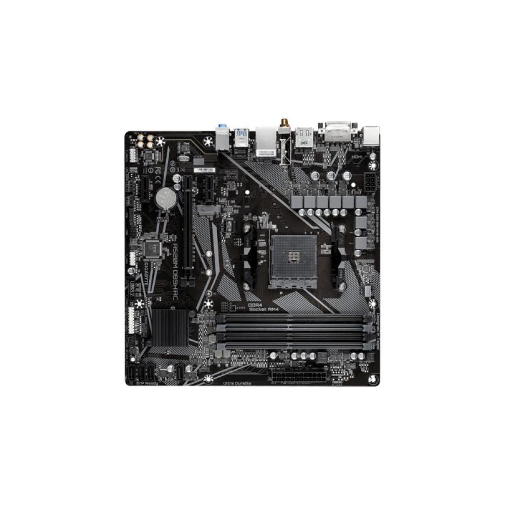 GIGABYTE - A520M DS3H AC Placa Base - Procesadores AMD Ryzen Serie 5000, VRM de 5+3 fases, hasta 4733 MHz DDR5 (OC), 1xPCIe 3.0