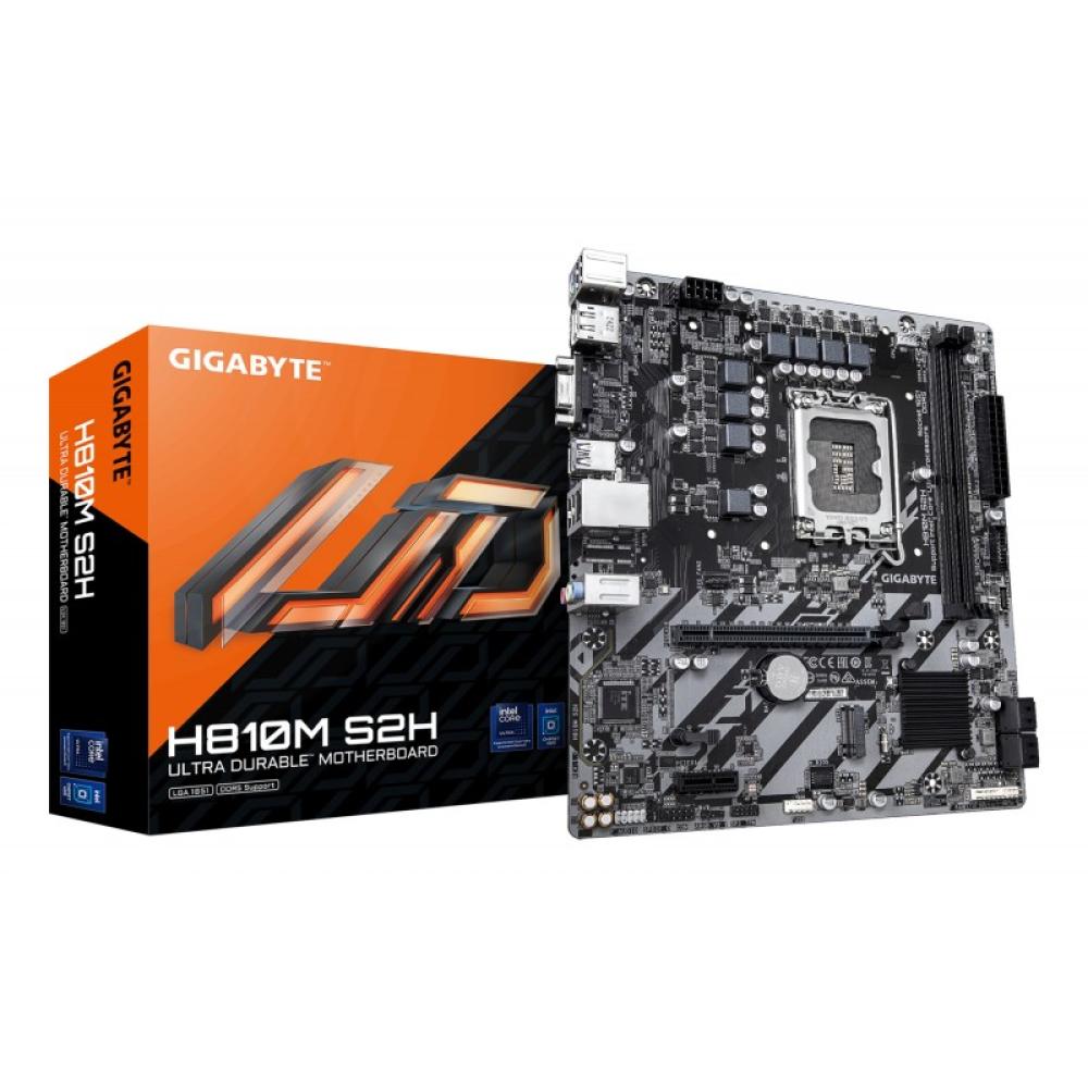 GIGABYTE - H810M S2H Placa base - Procesadores Intel Core Ultra (Serie 2), VRM de 4+1+2 fases, hasta 6400 MHz DDR5, 1xPCIe 4.0 M
