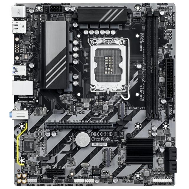 GIGABYTE - B860M E Placa Base - Procesadores Intel Core Ultra Series, VRM de 4+1+2 fases, hasta 8800MHz DDR5 (O.C), 2xPCIe 4.0 M