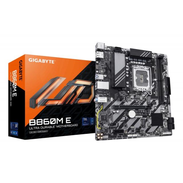GIGABYTE - B860M E Placa Base - Procesadores Intel Core Ultra Series, VRM de 4+1+2 fases, hasta 8800MHz DDR5 (O.C), 2xPCIe 4.0 M