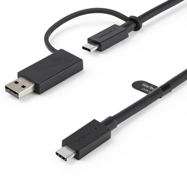 StarTech.com - Cable USB-C de 1m con Llave Adaptador (Dongle) a USB-A - Cable Híbrido USB Tipo C a USBC (10Gbps y PD de 100W) o