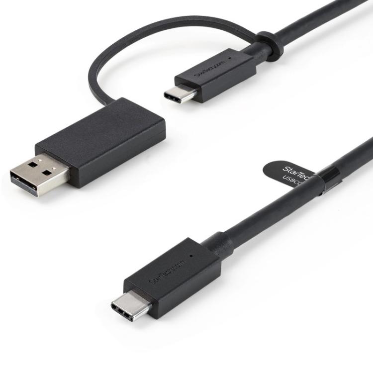 StarTech.com - Cable USB-C de 1m con Llave Adaptador (Dongle) a USB-A - Cable Híbrido USB Tipo C a USBC (10Gbps y PD de 100W) o