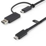 StarTech.com - Cable USB-C de 1m con Llave Adaptador (Dongle) a USB-A - Cable Híbrido USB Tipo C a USBC (10Gbps y PD de 100W) o