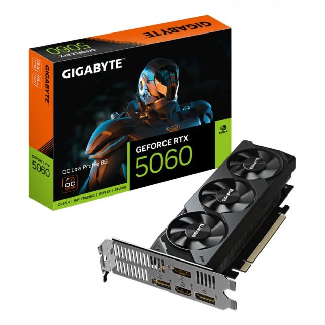 GIGABYTE - GeForce RTX 5060 OC Low Profile 8G Tarjeta Gráfica - 8GB GDDR7, 128bit, PCI-E 5.0, 2512 MHz Frecuencia del núcleo, 3