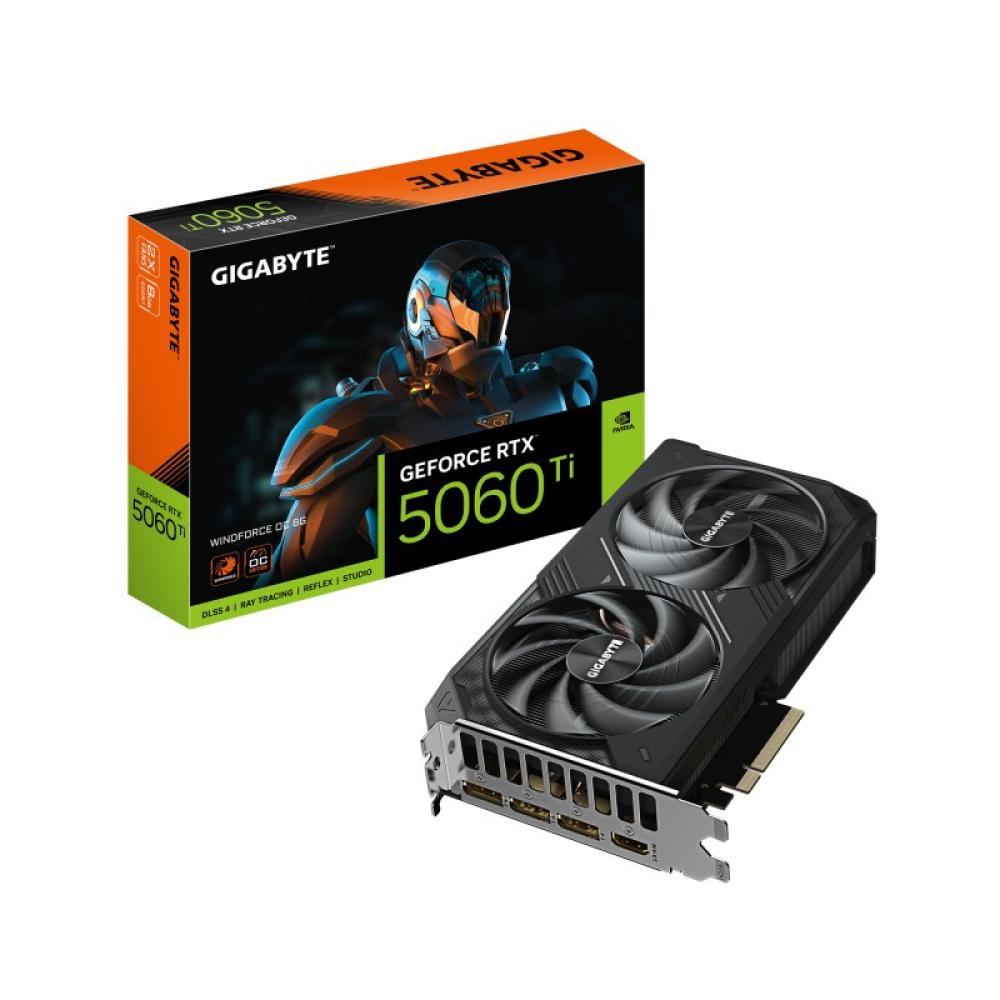 GIGABYTE - GeForce RTX 5060 Ti WINDFORCE OC 8G Tarjeta Gráfica – 8 GB GDDR7, 128 bits, PCI-E 5.0, 2587 MHz Frecuencia del núcleo