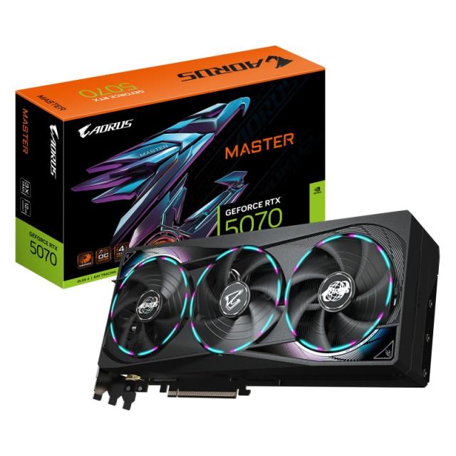 GIGABYTE - AORUS GeForce RTX 5070 MASTER 12G Tarjeta Gráfica - 12GB GDDR7, 192 bits, PCI-E 5.0, 2715 MHz Core Clock, 3 x DP 2.1a