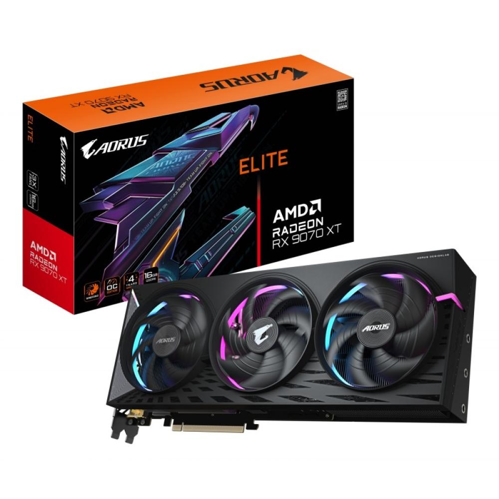 GIGABYTE - AORUS Radeon RX 9070 XT ELITE 16G Tarjeta Gráfica - 16GB GDDR6, 256 bits, PCI-E 5.0, 3100 MHz Frecuencia Base, 2 x Di