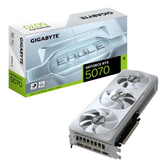 GIGABYTE - GeForce RTX 5070 EAGLE OC ICE SFF 12G Tarjeta Gráfica - 12GB GDDR7, 192 bits, PCI-E 5.0, 2587 MHz Core Clock, 3 x DP