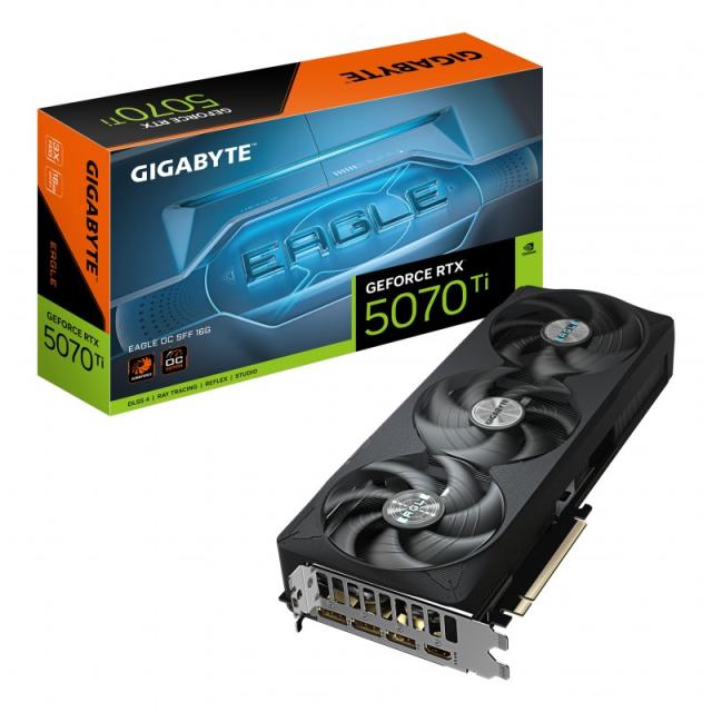 GIGABYTE - GeForce RTX 5070 Ti EAGLE OC SFF 16G Tarjeta Gráfica - 16GB GDDR7, 256 bits, PCI-E 5.0, 2542 MHz Core Clock, 3 x DP 2