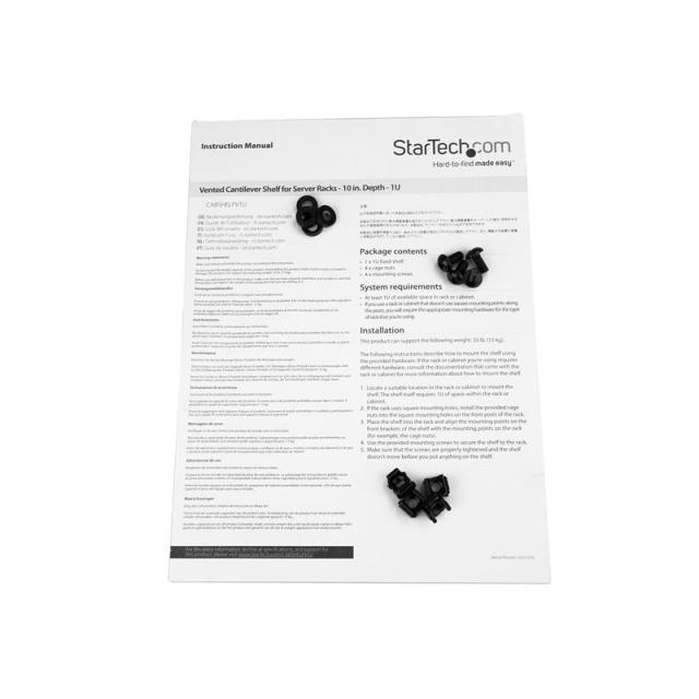 StarTech.com - Bandeja Estante Ventilado de 1U para Armario Rack de Servidores de 19 Pulgadas - de 10 Pulgadas (254mm) de Profun