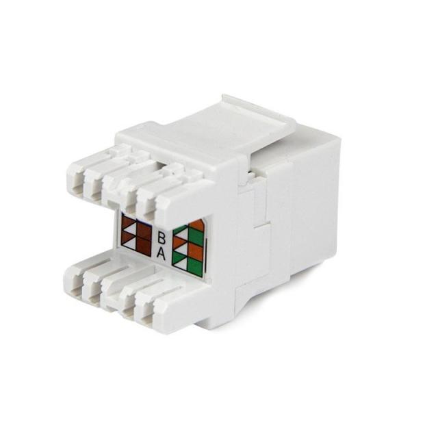 StarTech.com - Jack Conector de Pared Módulo Keystone RJ45 Hembra Cat6 de Red 180º - Blanco - Tipo 110