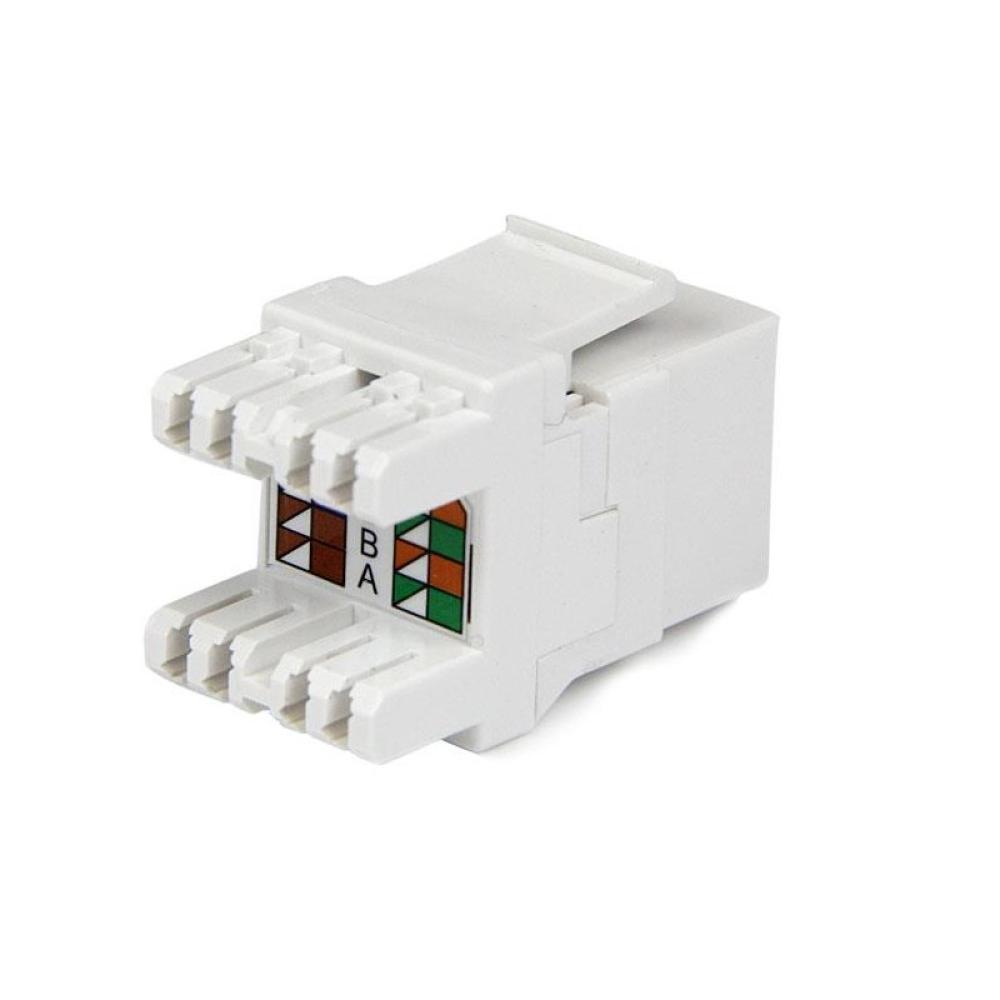 StarTech.com - Jack Conector de Pared Módulo Keystone RJ45 Hembra Cat6 de Red 180º - Blanco - Tipo 110